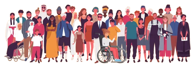Illustratie van een diverse groep inwoners van de gemeente Castricum